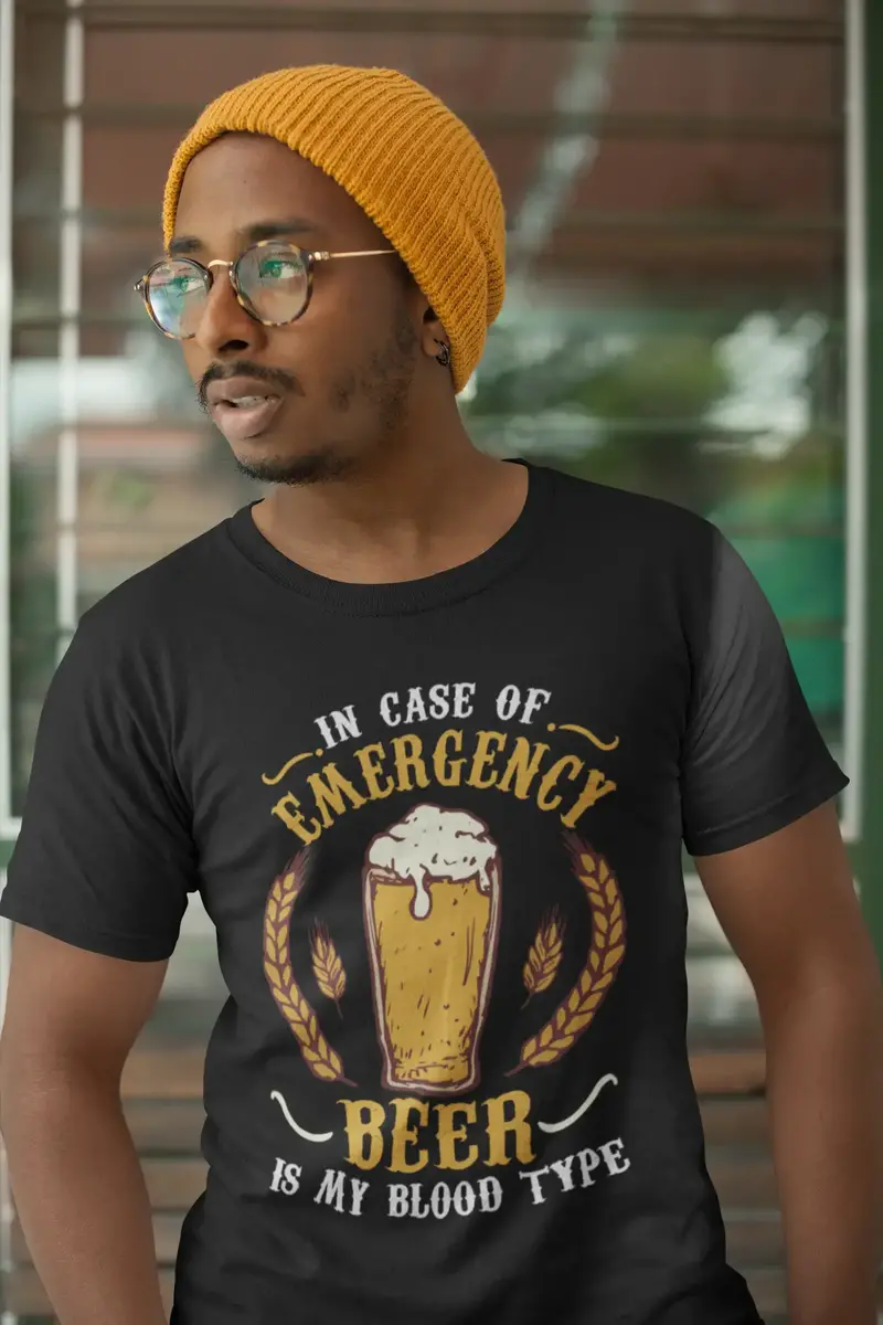 Ultrabasic Men's T-Shirt In Case Of Emergency Beer Is My Blood Type - Beer Lover Tee Shirt 1