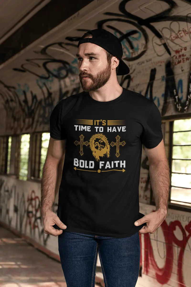 Ultrabasic Men's T-Shirt It Is Time To Have Bold Faith - Christian Religious Shirt 1