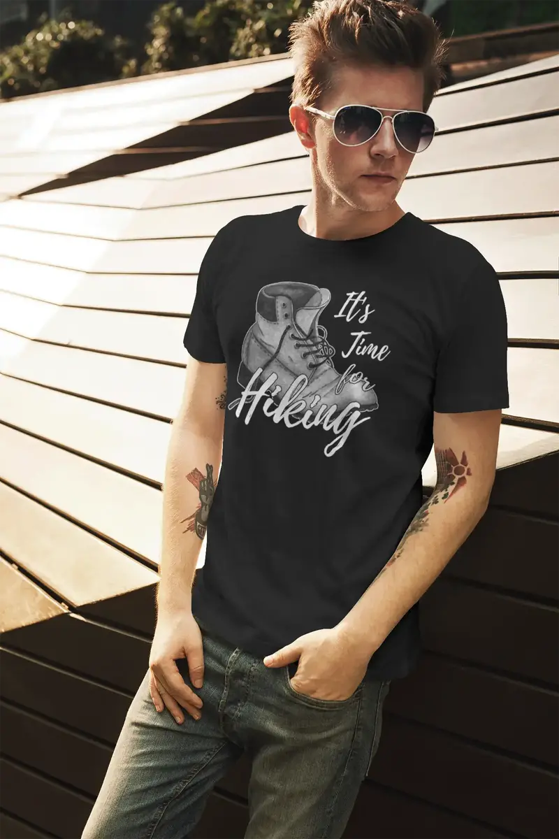 Ultrabasic Men's T-Shirt It's Time For Hiking - Mountain Hiker Tee Shirt 1