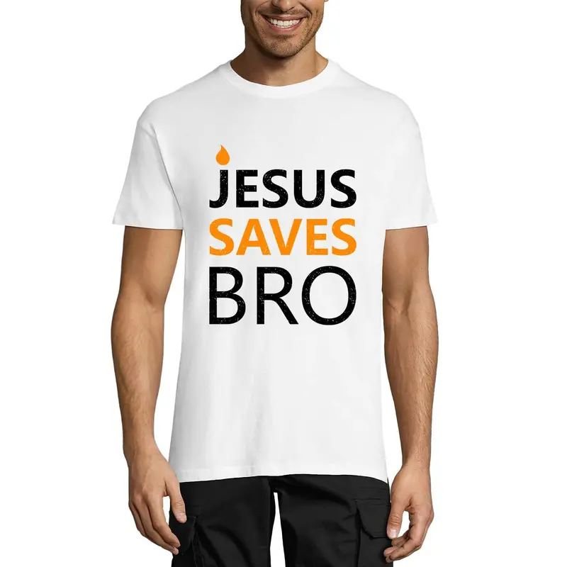 Ultrabasic Men's T-Shirt Jesus Saves Bro - Religious Gift - Christian Faith 1