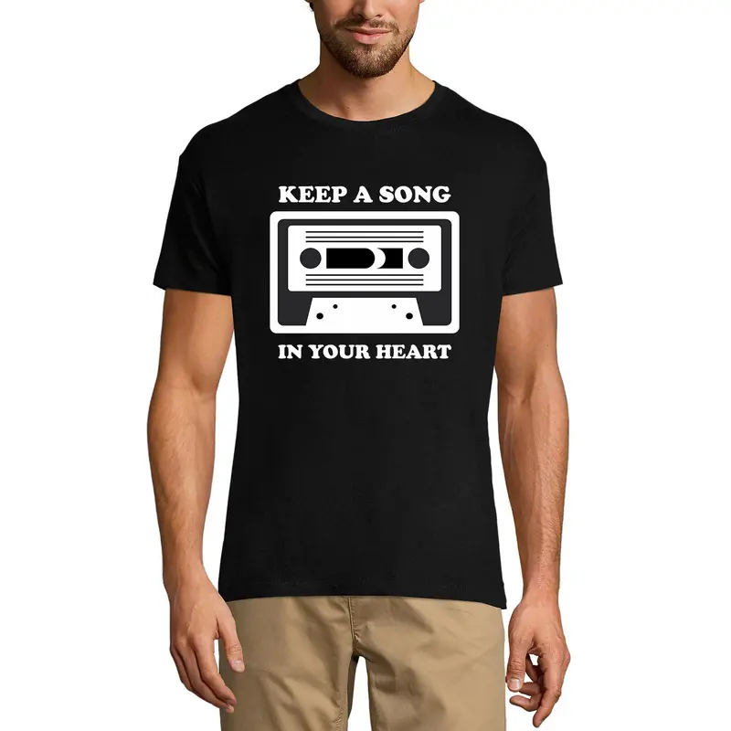 Ultrabasic Men's T-Shirt Keep A Song In Your Heart - Cassete Shirt For Musician 1