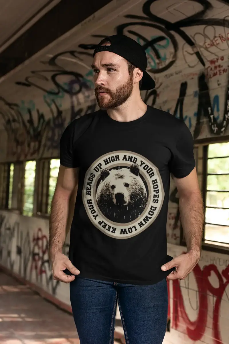 Ultrabasic Men's T-Shirt Keep Your Head Up And Hopes Low - Bear Shirt For Men 1