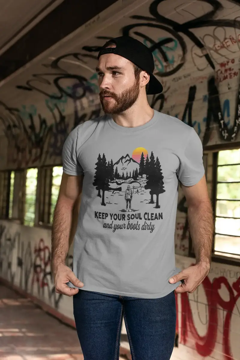 Ultrabasic Men's T-Shirt Keep Your Soul Clean And Your Boots Dirty - Mountain Hiker Tee Shirt 1