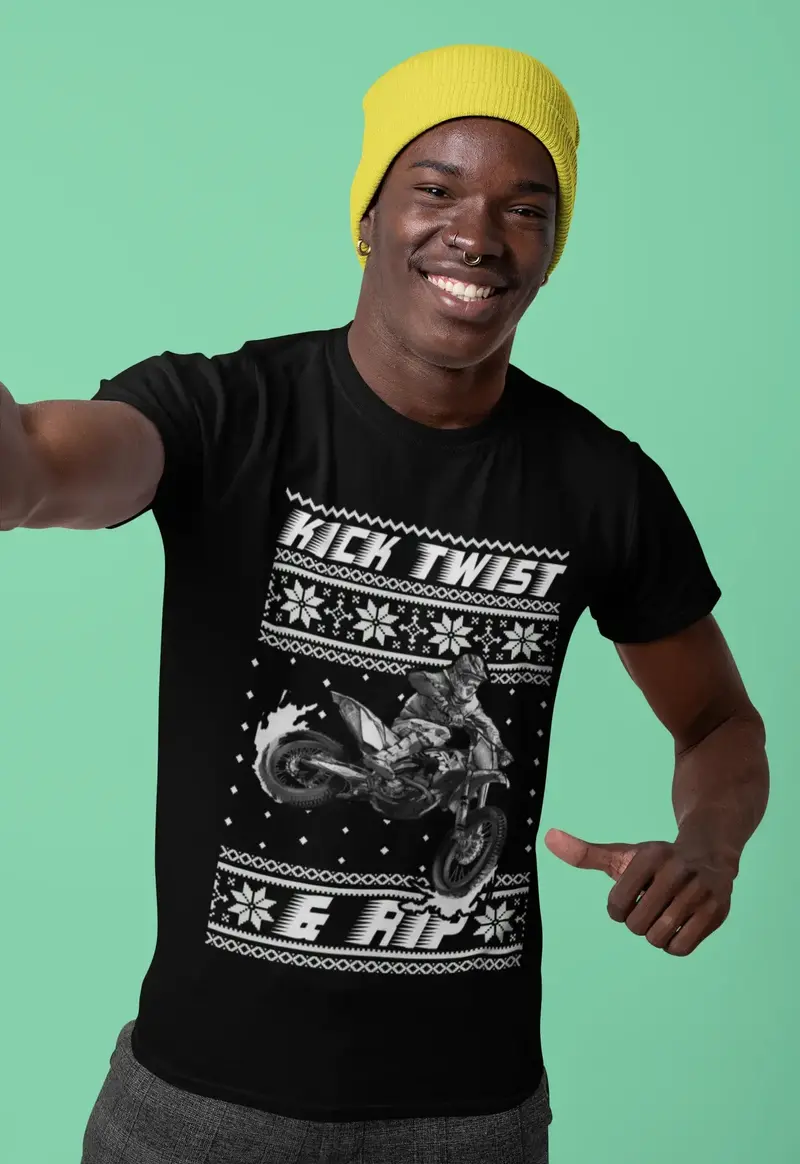 Ultrabasic Men's T-Shirt Kick Twist And Rip - Funny Humor Biker Tee Shirt 1