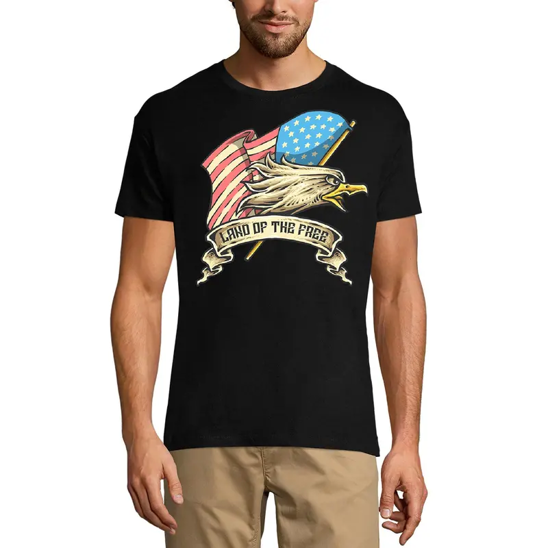 Ultrabasic Men's T-Shirt Land Of The Free - Usa Patriotic Eagle Shirt For Men 1