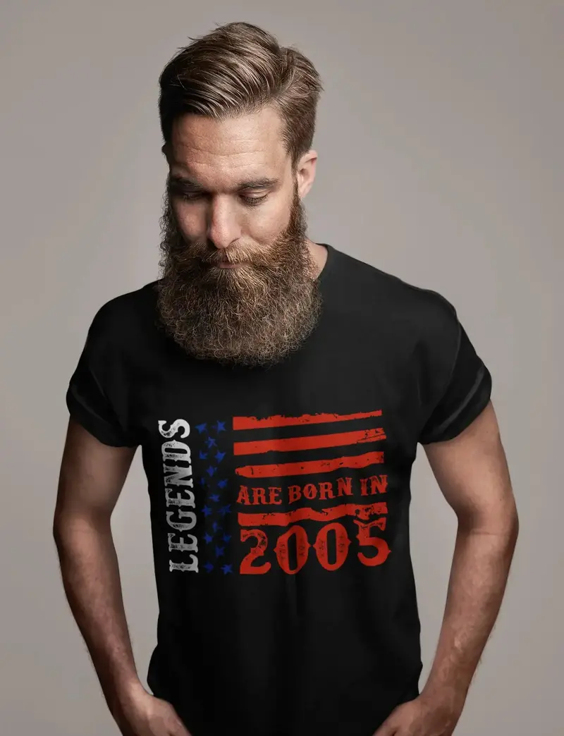 Ultrabasic Men's T-Shirt Legends Are Born In 2005 - Us Flag 16Th Birthday Gift Tee Shirt 1