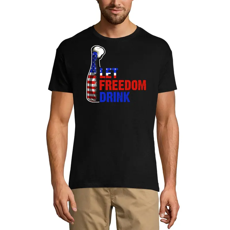 Ultrabasic Men's T-Shirt Let Freedom Drink American Flag - Beer Lover Tee Shirt For Men 2