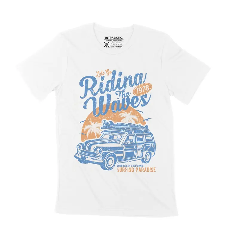 Ultrabasic Men's T-Shirt Lets Go Riding Waves 1978 - Surfing Tee Shirt For Surfer 3