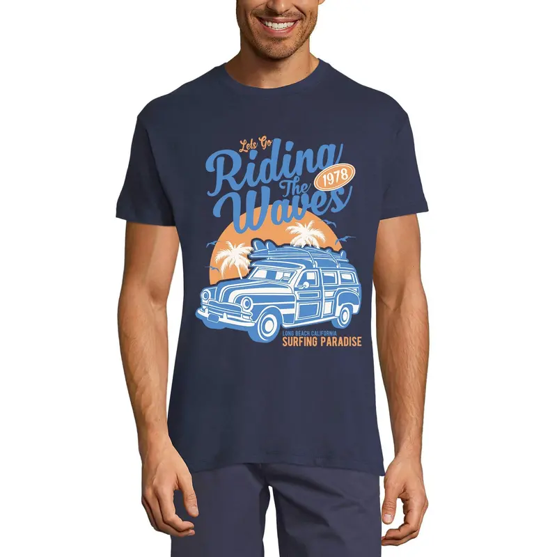 Ultrabasic Men's T-Shirt Lets Go Riding Waves 1978 - Surfing Tee Shirt For Surfer 3