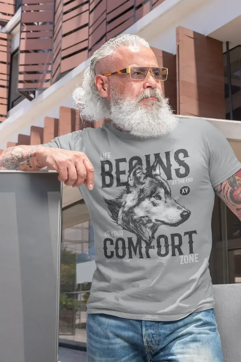 Ultrabasic Men's T-Shirt Life Begins At The End Of Your Comfort Zone - Wolf Shirt 1