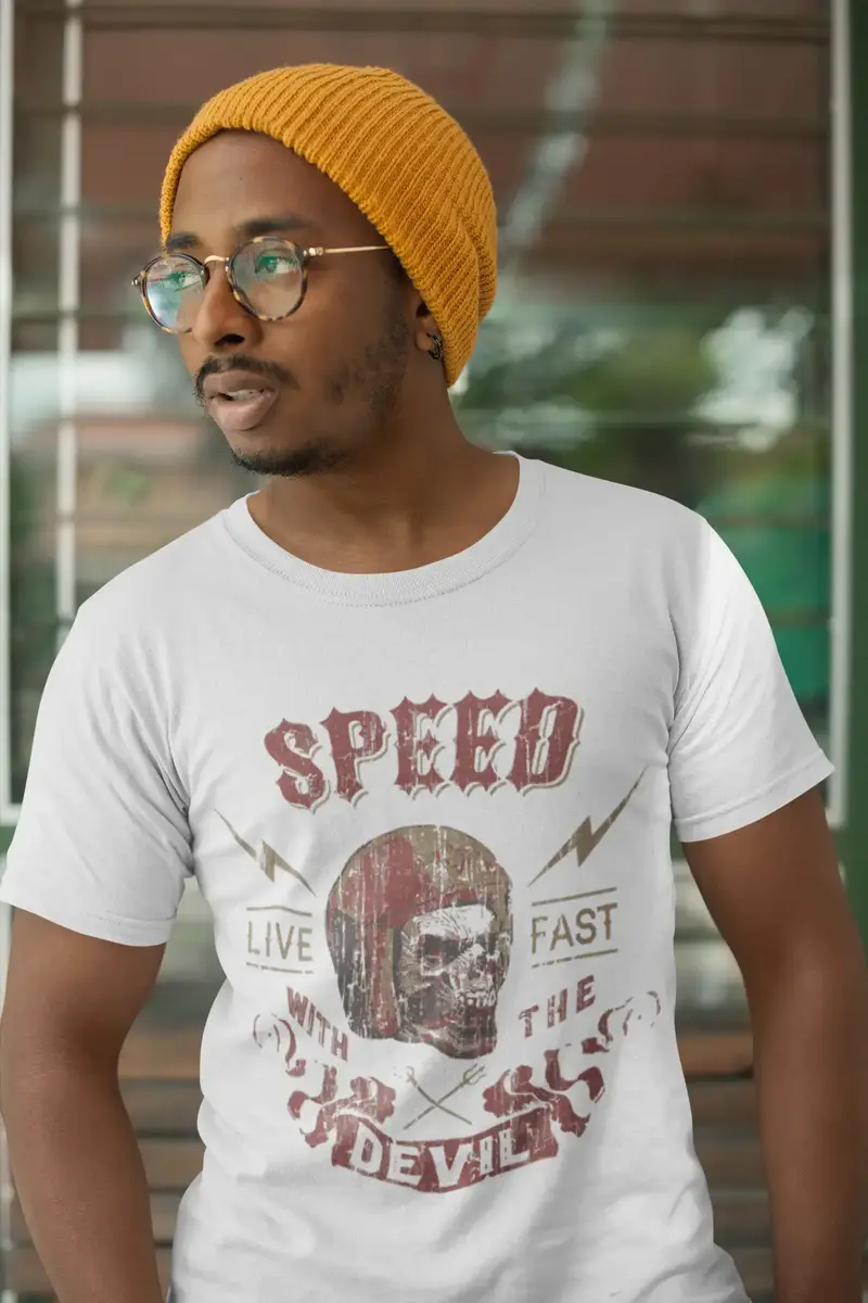 Ultrabasic Men's T-Shirt Live Fast With Devil - Funny Shirt For Race Car Driver 1