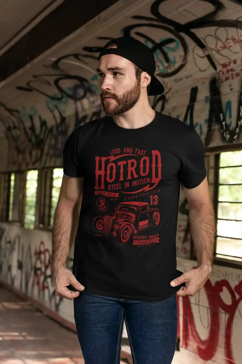 Ultrabasic Men's T-Shirt Loud And Fast Hotrod - Steel In Motion 13 Tee Shirt 1
