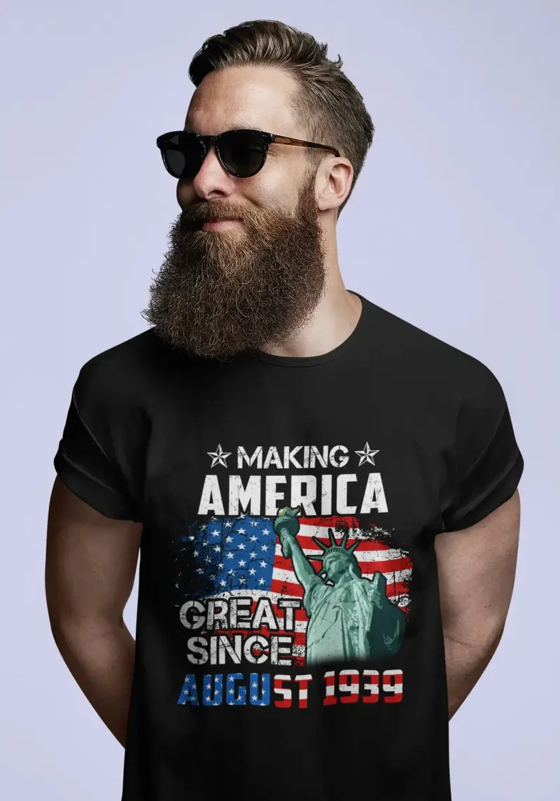 Ultrabasic Men's T-Shirt Making America Great Since August 1939 - Us Flag 82Nd Birthday Gift Tee Shirt 1