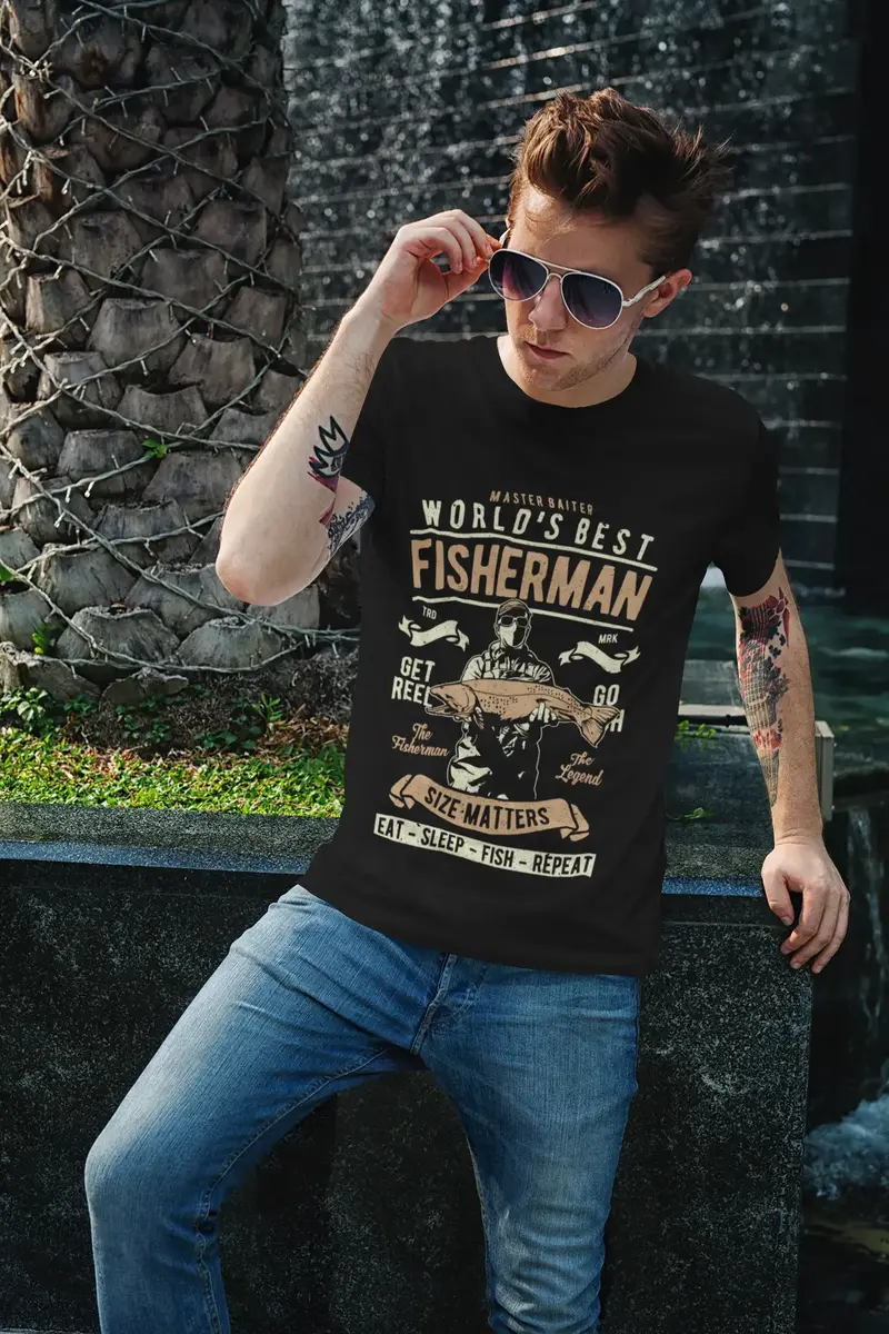 Ultrabasic Men's T-Shirt Master Baiter - World's Best Fisherman - Size Matter Funny Tee Shirt 1
