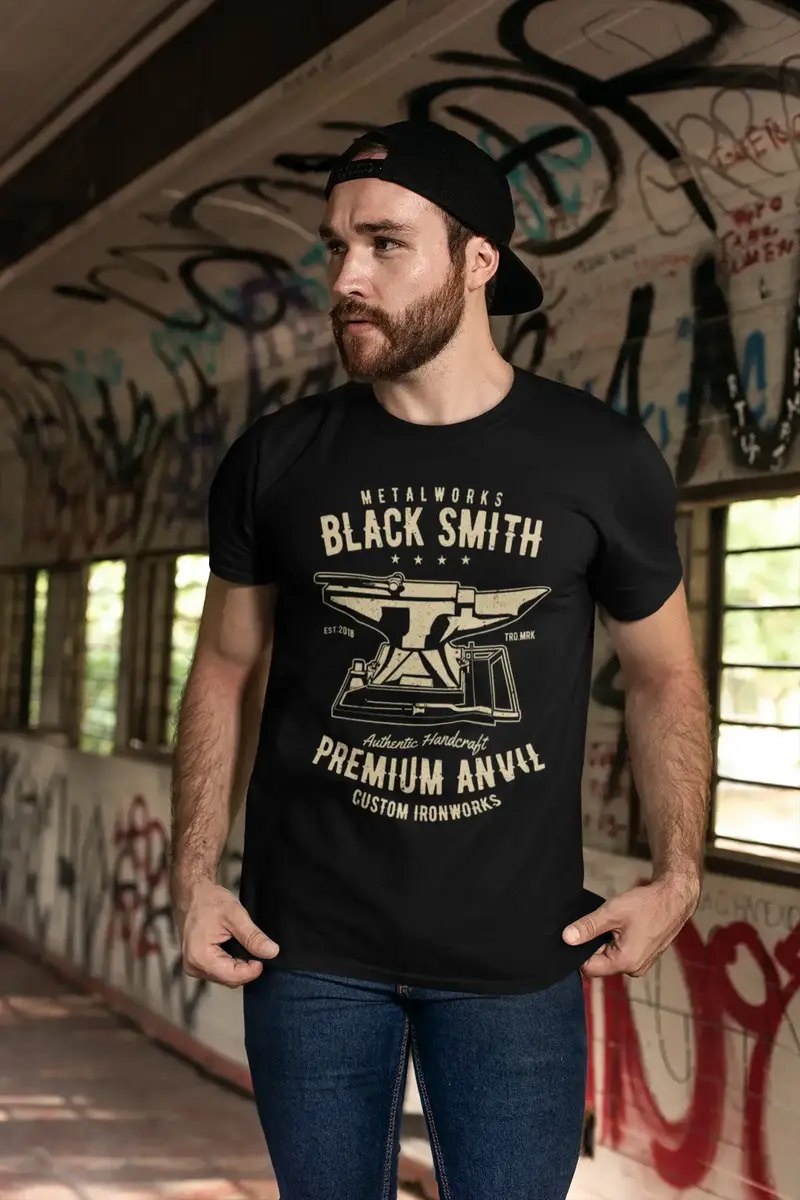 Ultrabasic Men's T-Shirt Metalworks Black Smith - Custom Ironworks Blacksmith Tee Shirt 1