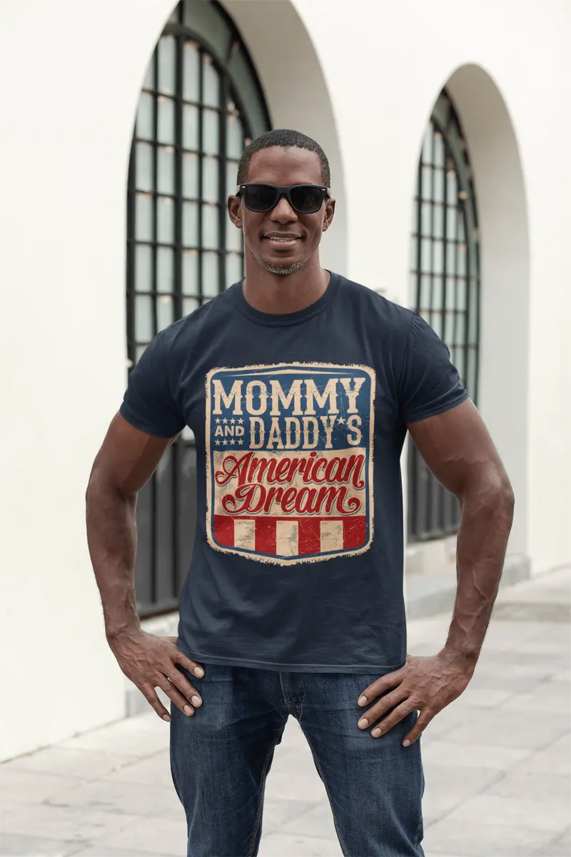 Ultrabasic Men's T-Shirt Mommy Daddy American Dream American Flag Vintage Casual Gift 1