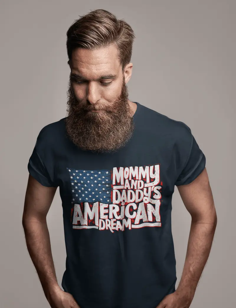 Ultrabasic Men's T-Shirt Mommy Daddy American Dream American Flag Vintage Casual Gift 1