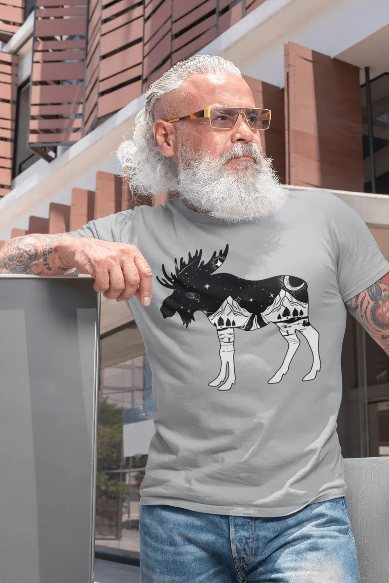 Ultrabasic Men's T-Shirt Moose Hiking - Mountain Hiker Tee Shirt 1