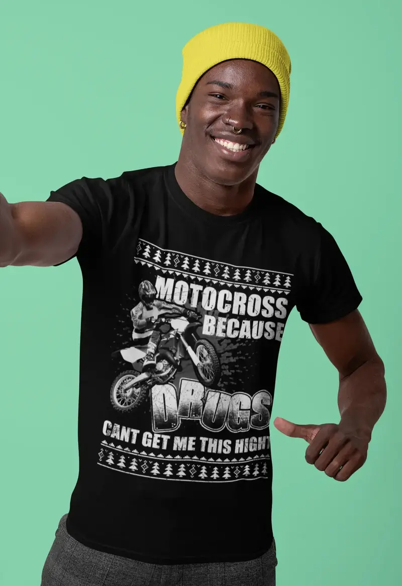 Ultrabasic Men's T-Shirt Motocross Because Drugs Can't Get Me This Hight - Funny Humor Biker Tee Shirt 1