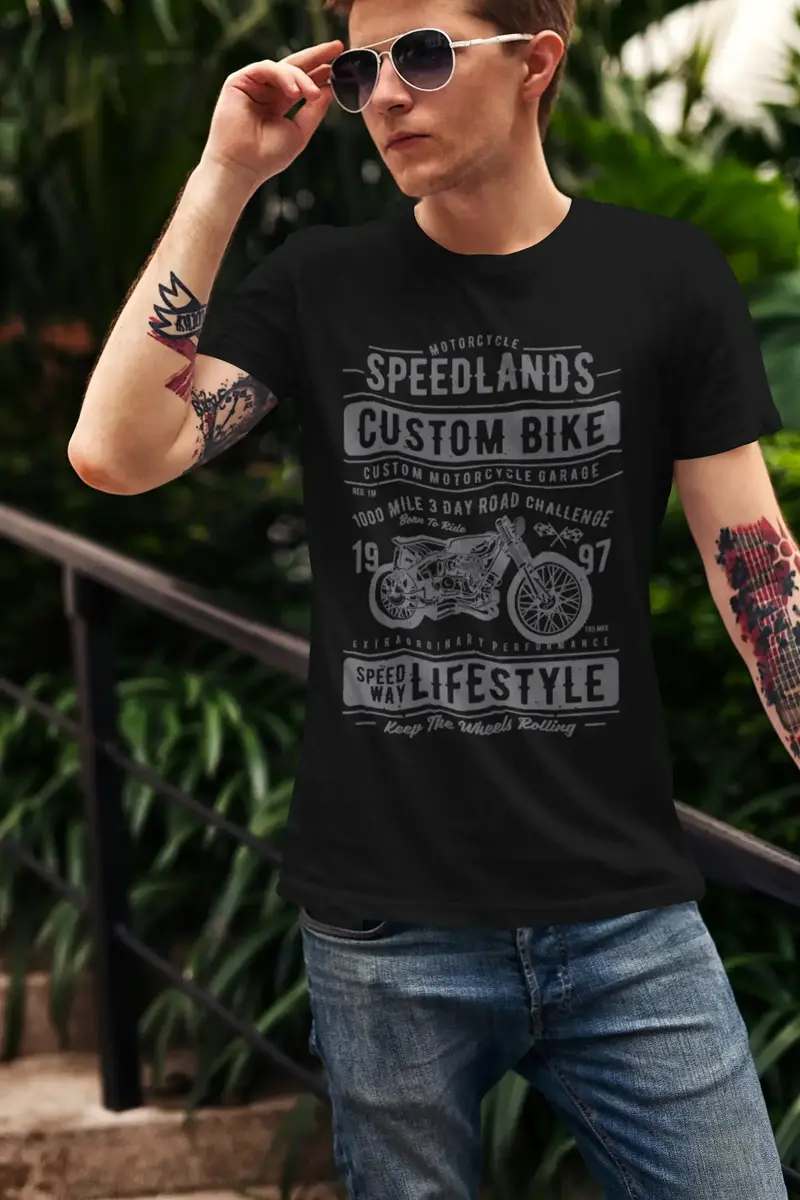 Ultrabasic Men's T-Shirt Motorcycle Speedlands Custom Bike - Speed Way Lifestyle Tee Shirt 1