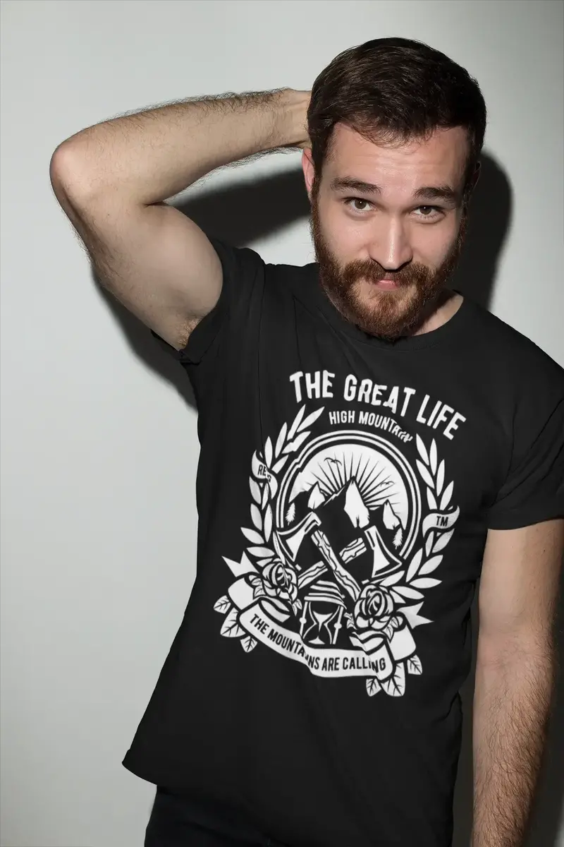 Ultrabasic Men's T-Shirt Mountain Great Life - Axes Adventure Shirt For Men 1
