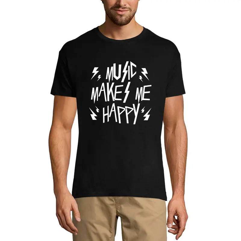 Ultrabasic Men's T-Shirt Music Make Me Happy - Thunder Shirt For Musician 1