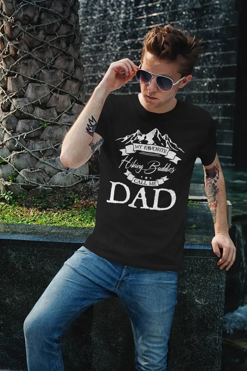 Ultrabasic Men's T-Shirt My Favorite Hiking Buddies Call Me Dad - Mountain Hiker Tee Shirt 1