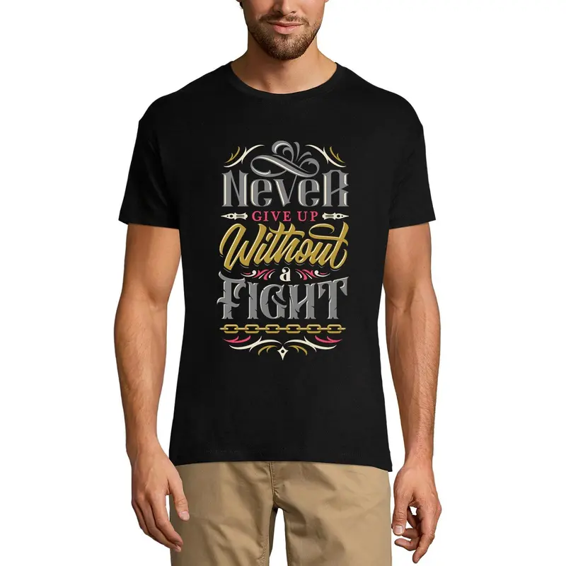 Ultrabasic Men's T-Shirt Never Give Up Without A Fight - Short Sleeve Tee Shirt 1