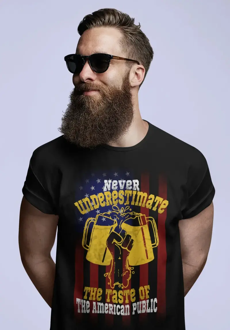 Ultrabasic Men's T-Shirt Never Underestimate The Taste Of The American Public - Us Flag Beer Lover Tee Shirt 1