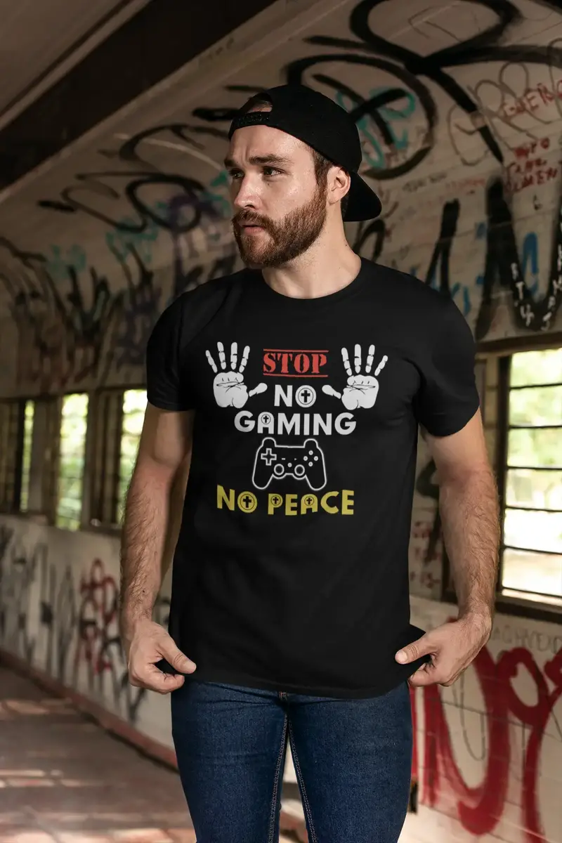 Ultrabasic Men's T-Shirt No Gaming No Peace - Stop Gaming - Sarcastic Quote 1