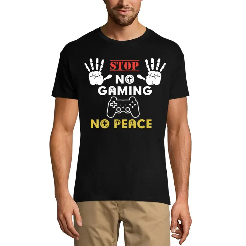 Ultrabasic Men's T-Shirt No Gaming No Peace - Stop Gaming - Sarcastic Quote 2