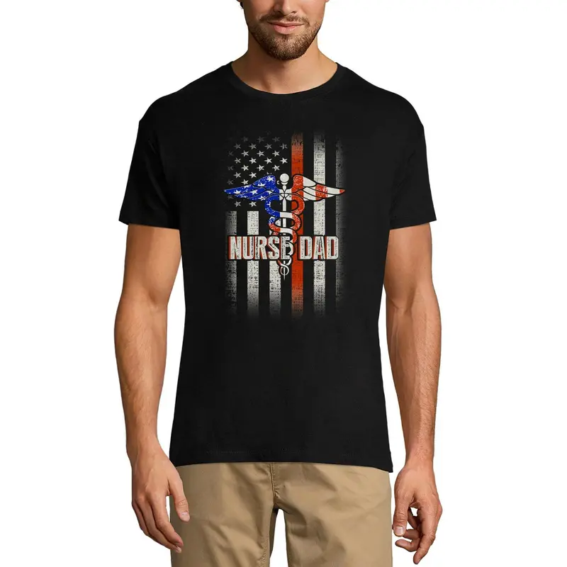 Ultrabasic Men's T-Shirt Nurse Dad Us Flag - Funny Gifts For Dad Jokes Daddy 1