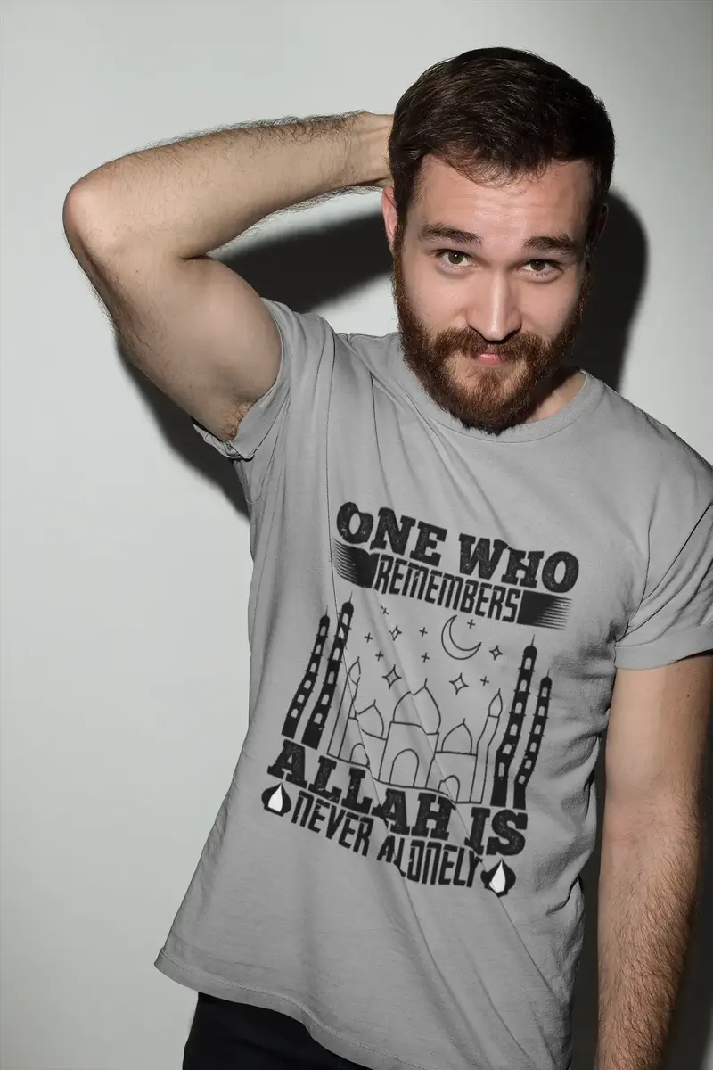 Ultrabasic Men's T-Shirt One Who Remembers - Allah Is Never Alonely - Mosque Tee Shirt 1