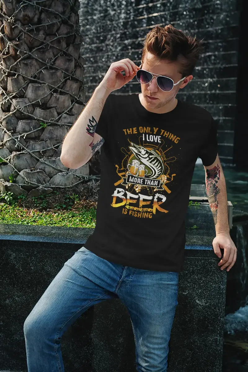 Ultrabasic Men's T-Shirt Only Thing I Love More Than Beer Is Fishing - Funny Fisherman Tee Shirt 1