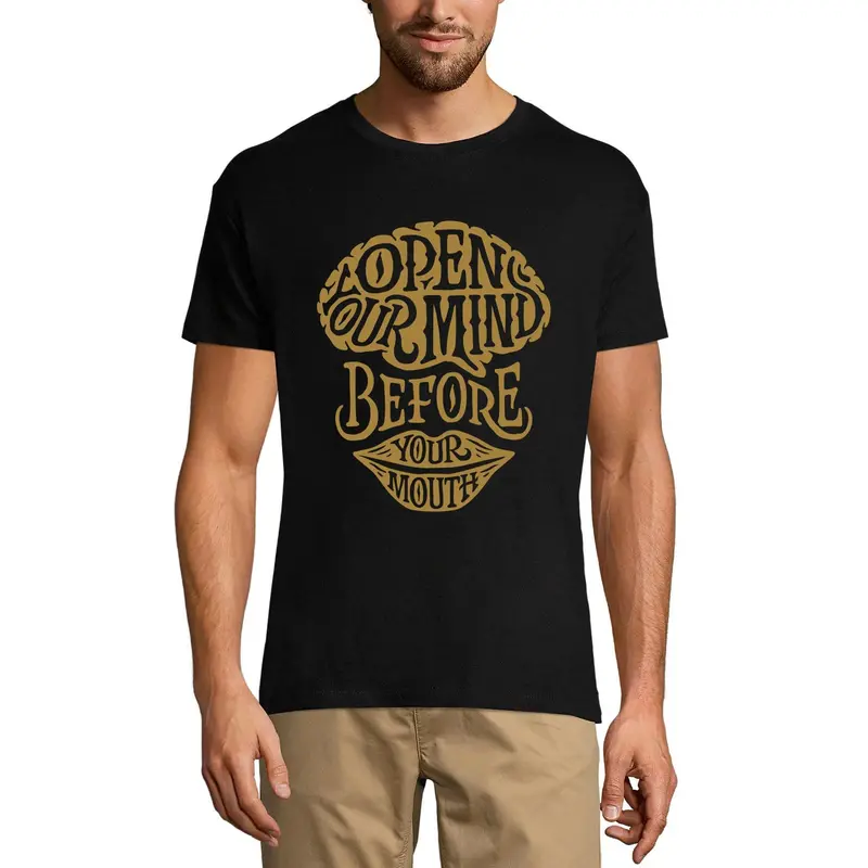 Ultrabasic Men's T-Shirt Open Your Mind Before Your Mouth - Short Sleeve Tee Shirt 1