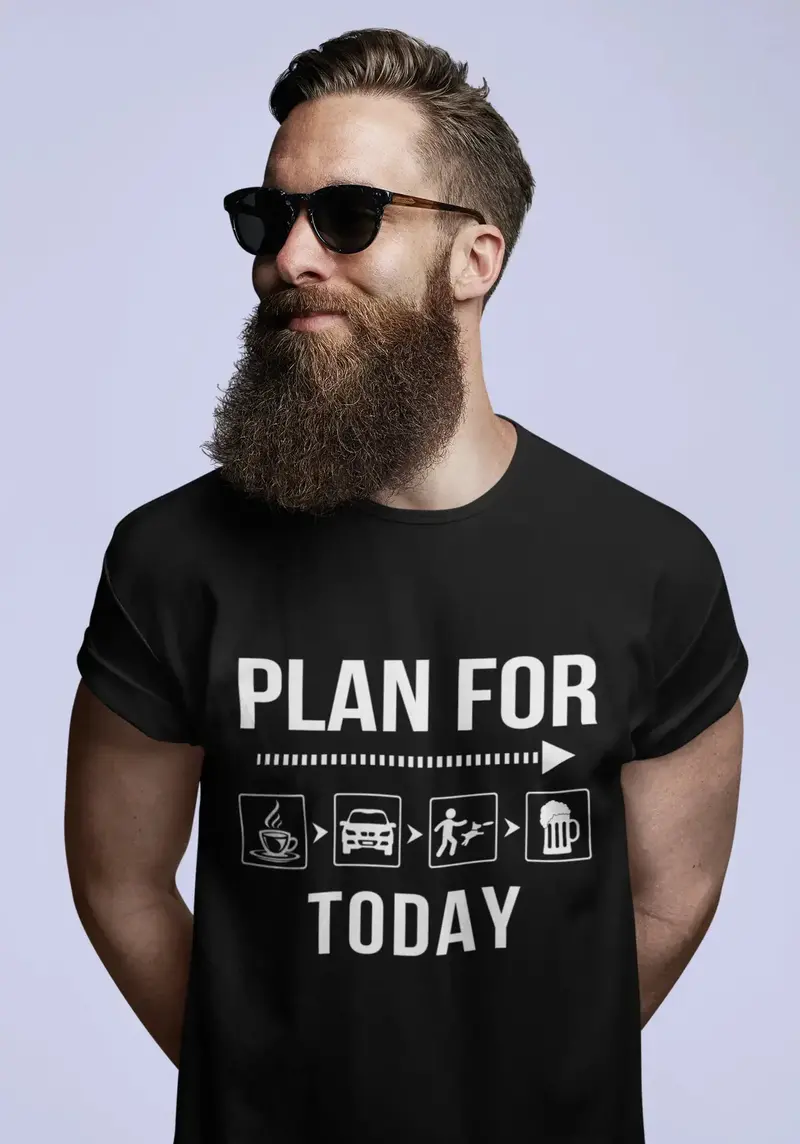 Ultrabasic Men's T-Shirt Plan For Today - Funny Dog Coffee Beer Lover Tee Shirt 1