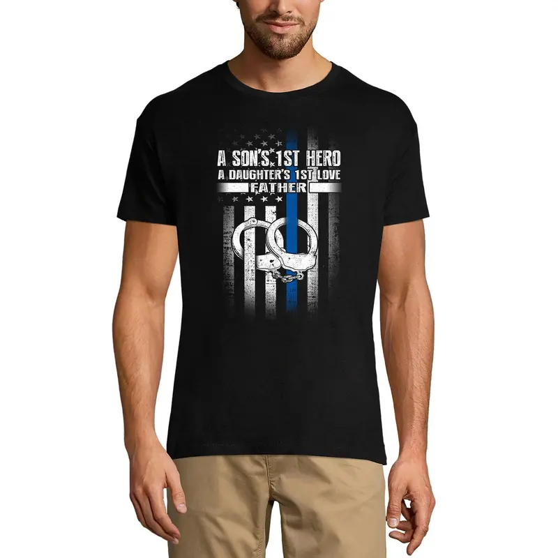 Ultrabasic Men's T-Shirt Police Father A Son's First Hero Daughter's First Love 1
