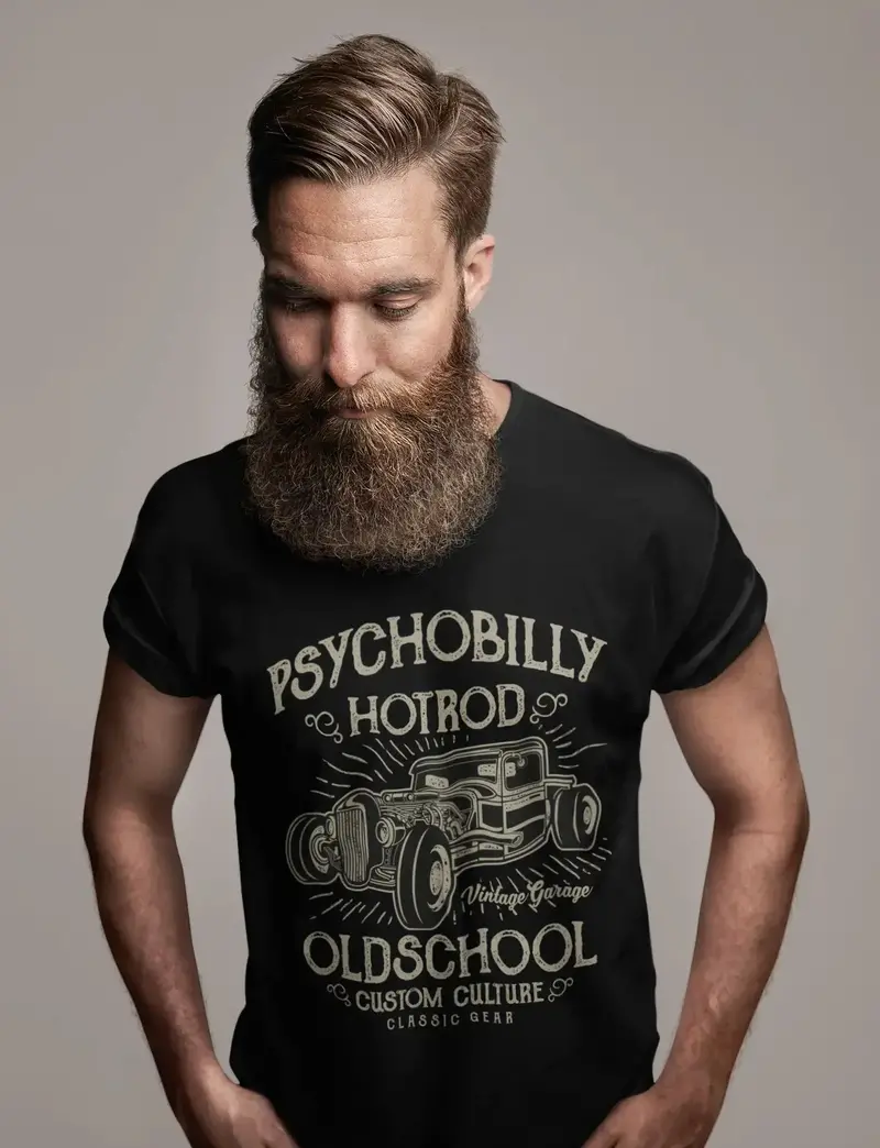 Ultrabasic Men's T-Shirt Psychobilily Hotrod - Vintage Oldschool Rod Tee Shirt 1