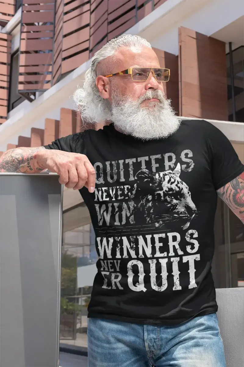 Ultrabasic Men's T-Shirt Quitters Never Win Winners Never Quit - Tiger Face 1