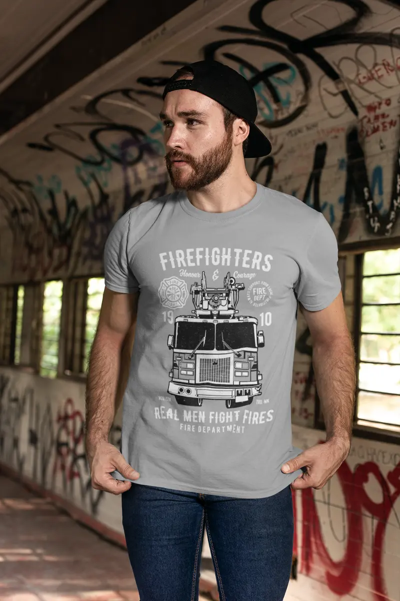 Ultrabasic Men's T-Shirt Real Men Fire Fighters 1910 - Honour And Courage 1