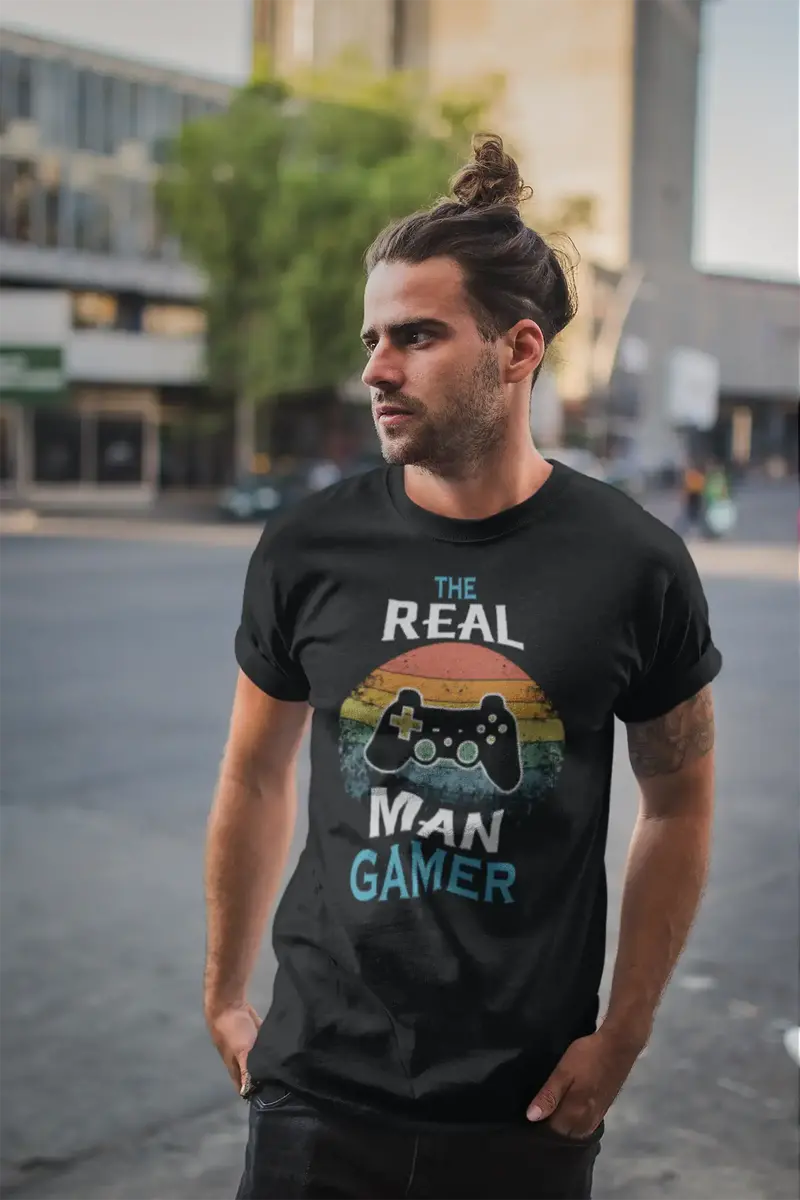 Ultrabasic Men's T-Shirt Real Men Gamer - Gaming Shirt For Men - Graphic Apparel 1