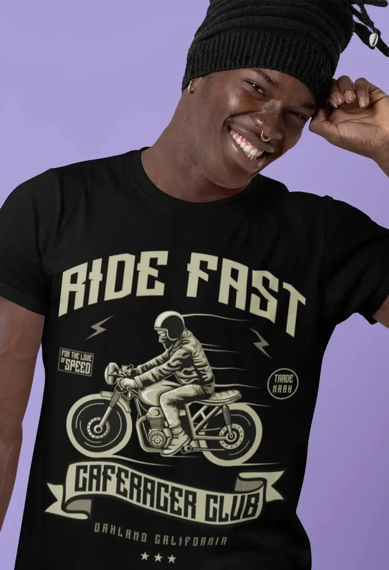 Ultrabasic Men's T-Shirt Ride Fast Caferacer Club - Motorcycle Biker Tee Shirt 1
