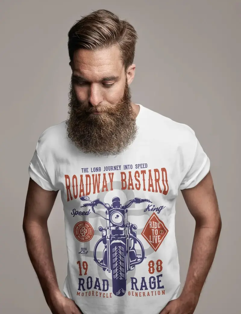 Ultrabasic Men's T-Shirt Roadway Bastard Speed King - Ride To Live 1988 Motorcycle Tee Shirt 1