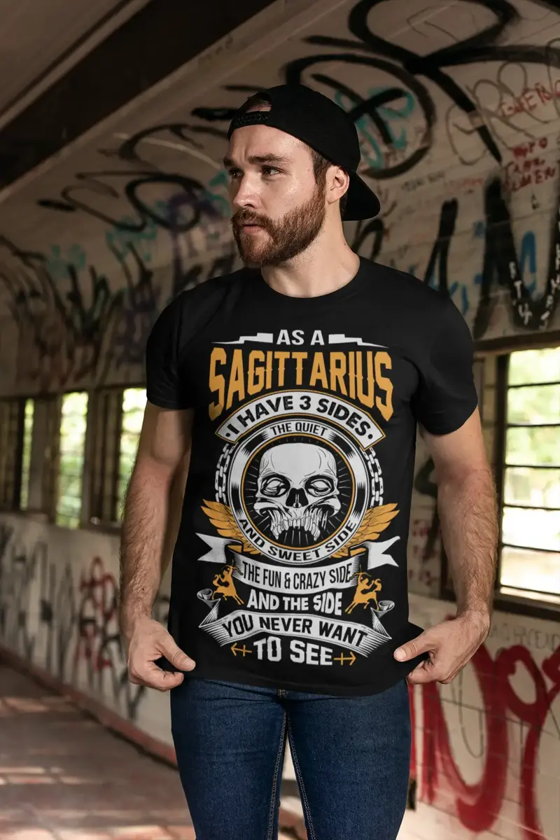Ultrabasic Men's T-Shirt Sagittarius Have 3 Sides - Zodiac Funny Birthday Shirt 1