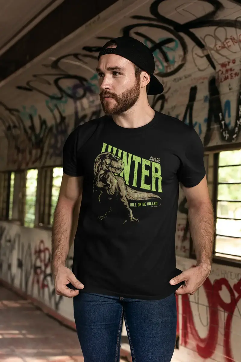Ultrabasic Men's T-Shirt Savage Hunter - Kill Or Be Killed - T-Rex Shirt For Men 1
