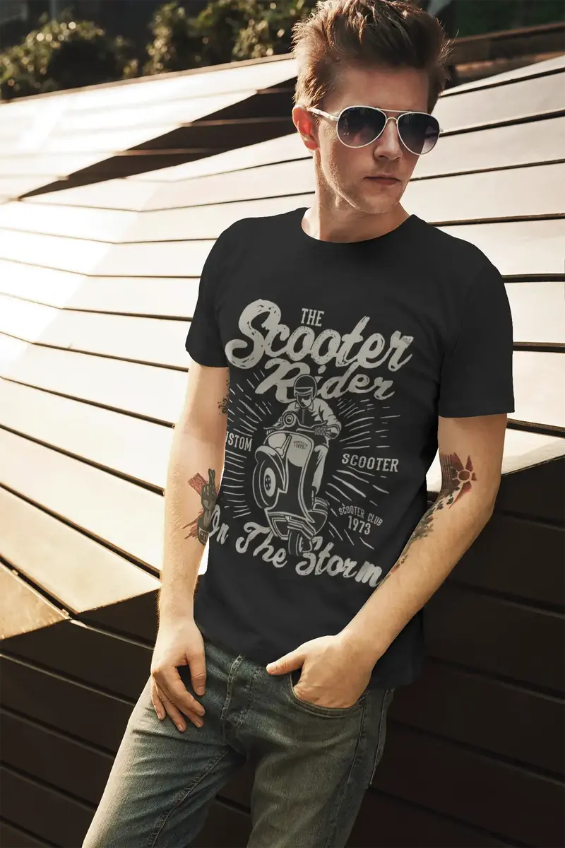 Ultrabasic Men's T-Shirt Scooter Rider On The Storm - Vintage Motorcycle Tee Shirt 1