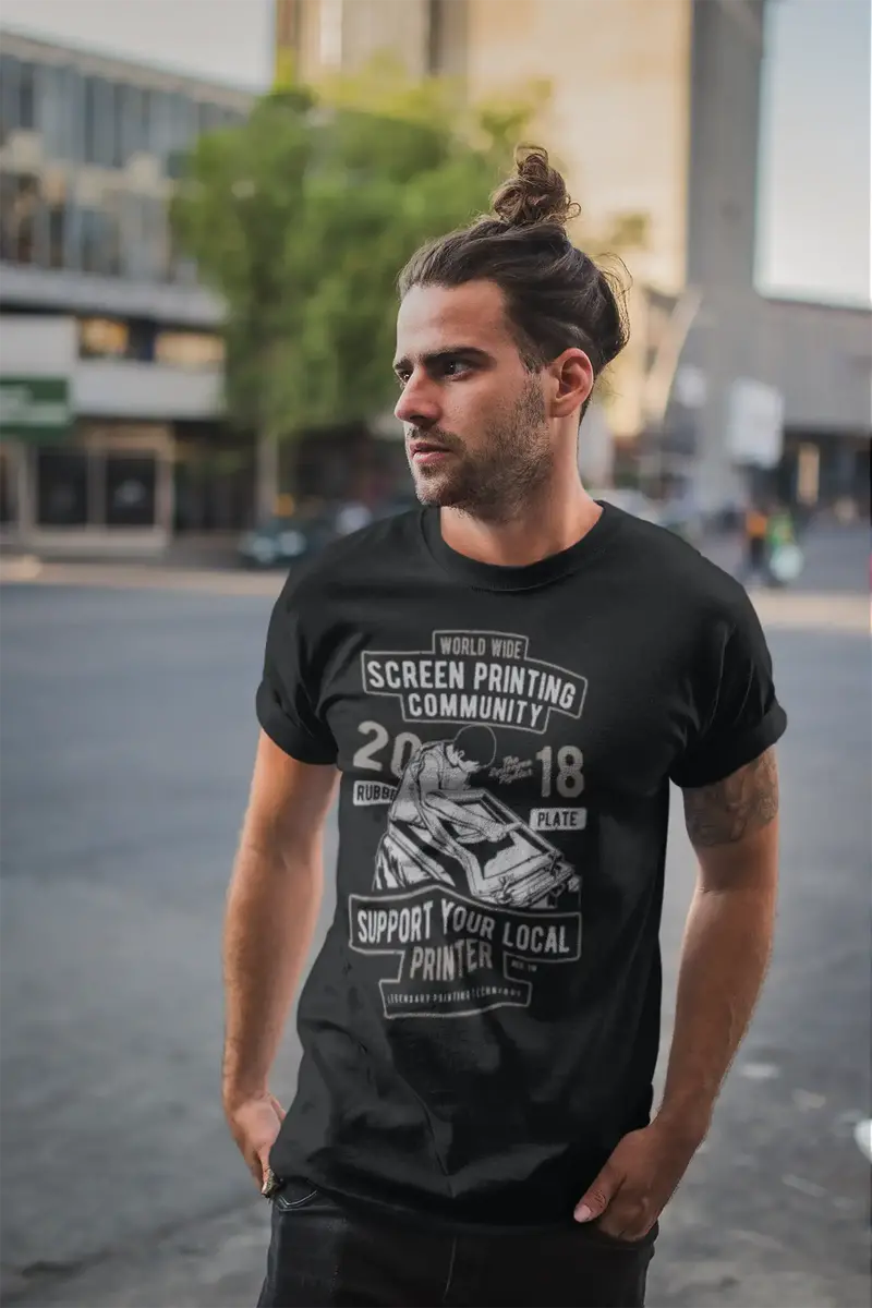 Ultrabasic Men's T-Shirt Screen Printing Community 2018 - Support Local Tee Shirt 1