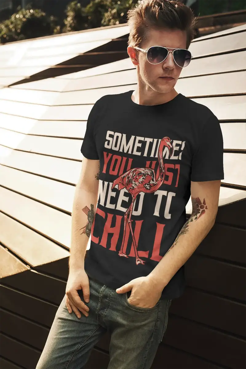 Ultrabasic Men's T-Shirt Sometimes You Just Need To Chill - Funny Flamingo Shirt 1