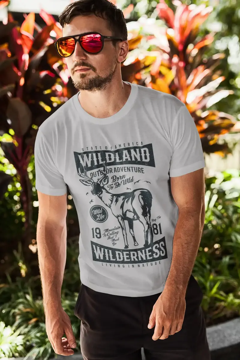 Ultrabasic Men's T-Shirt State Of America Wild Land - Born To Be Wild - Deer Adventure Tee Shirt 1