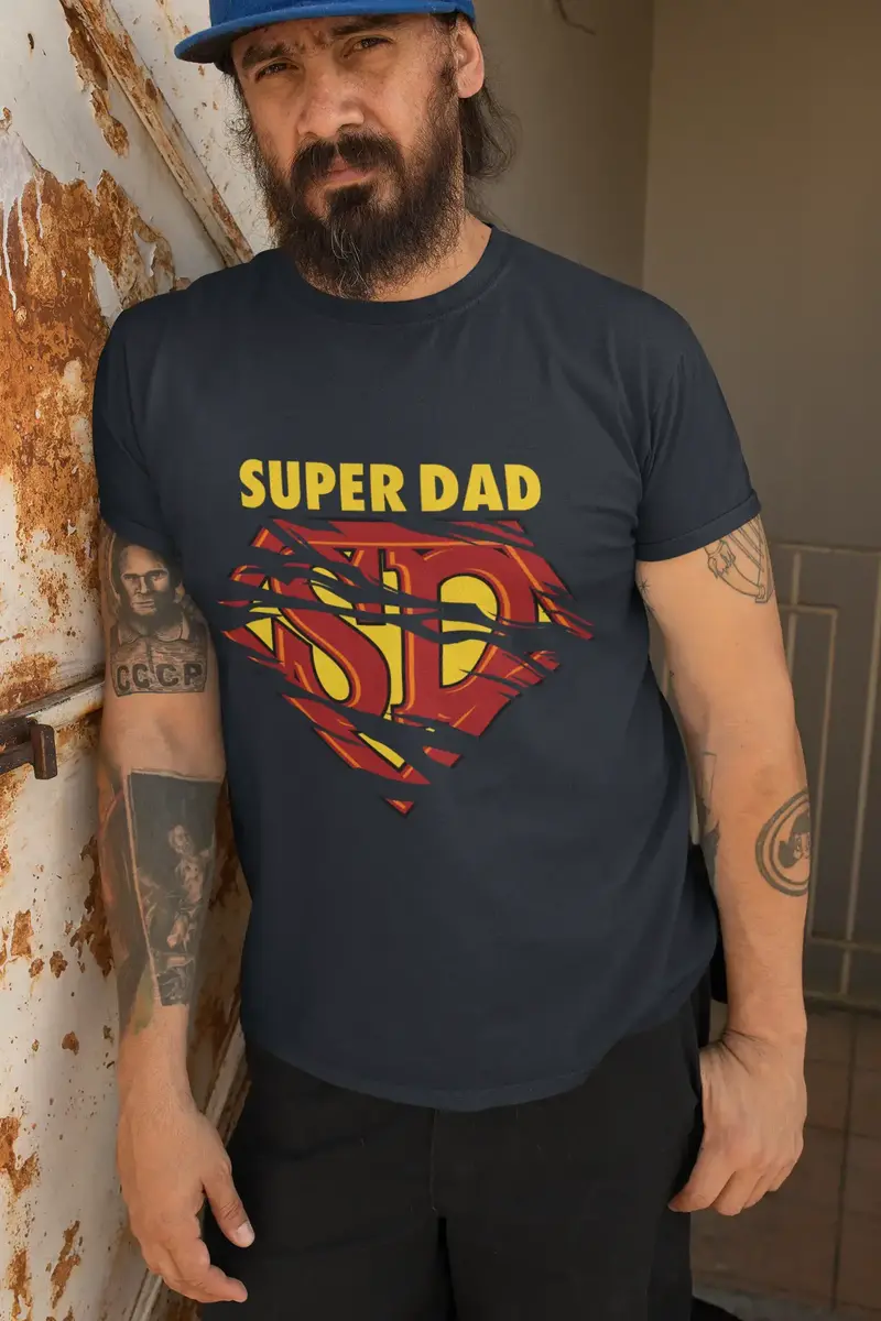Ultrabasic Men's T-Shirt Super Dad Father's Day Superhero Vintage Casual Fabulous Gift 1